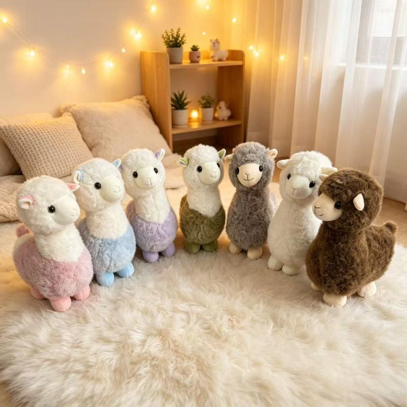 1Pcs Cute Alpaca Plush Toy Soft Fluffy Stuffed Sheep Doll Lovely Cartoon Ornament for Baby Soothing Companion Gift