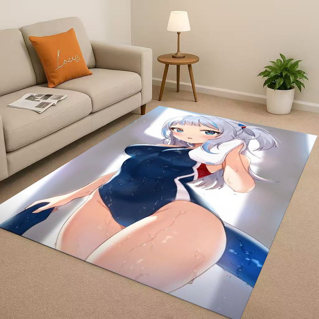 Anime Gawr Gura Hololive Cartoon Cute Girl Living Room Non Slip Area Rug Carpet for Bedroom Playroom Sofa,Home Decor Doormat