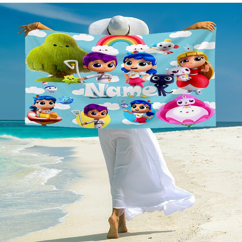 Custom Name Ultra-Soft Beach Towel with True and the Rainbow Kingdom Theme,Ideal for Pool - Camping, Diving - Perfect Travel Essential, Vibrant Beach