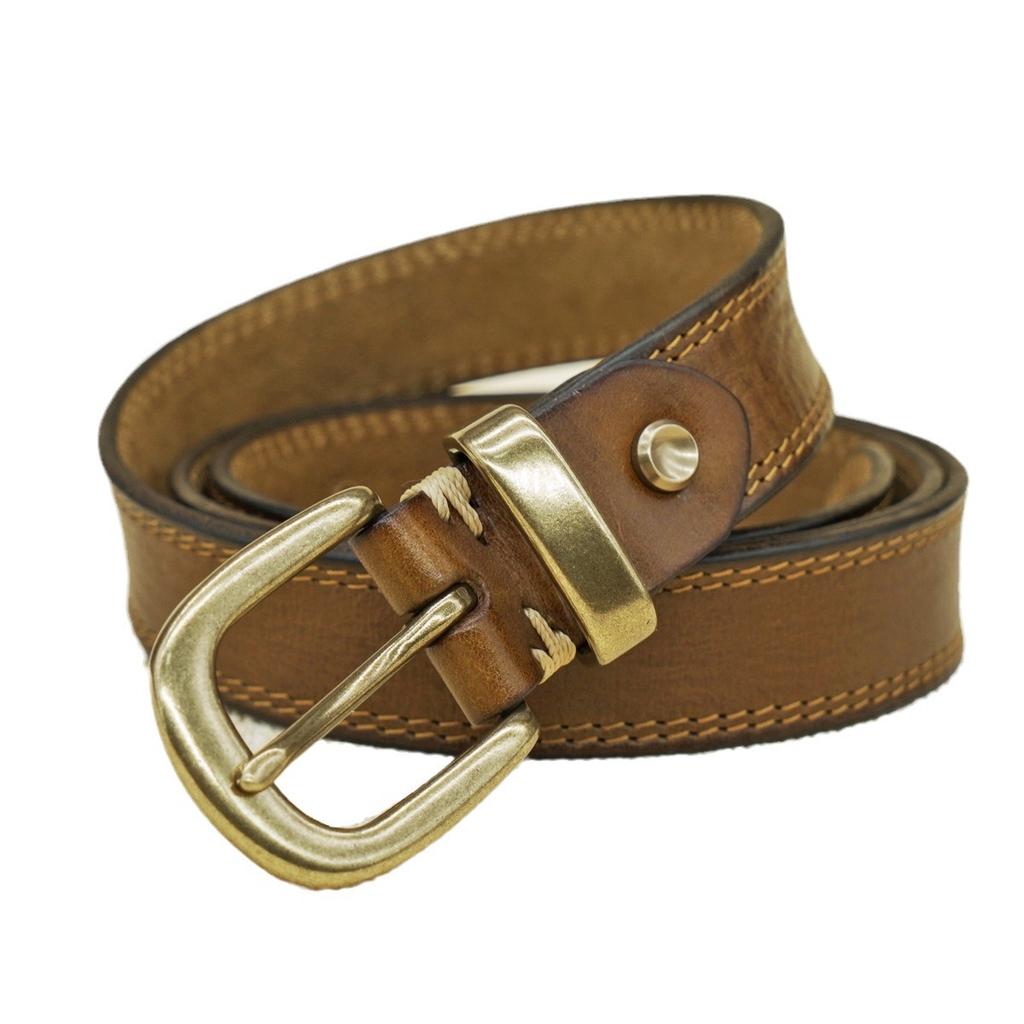 2.8Cm Women'S Belt Pure Copper First-Layer Cowhide Harbor Style Jeans Fashion Trendy Decorative Belt