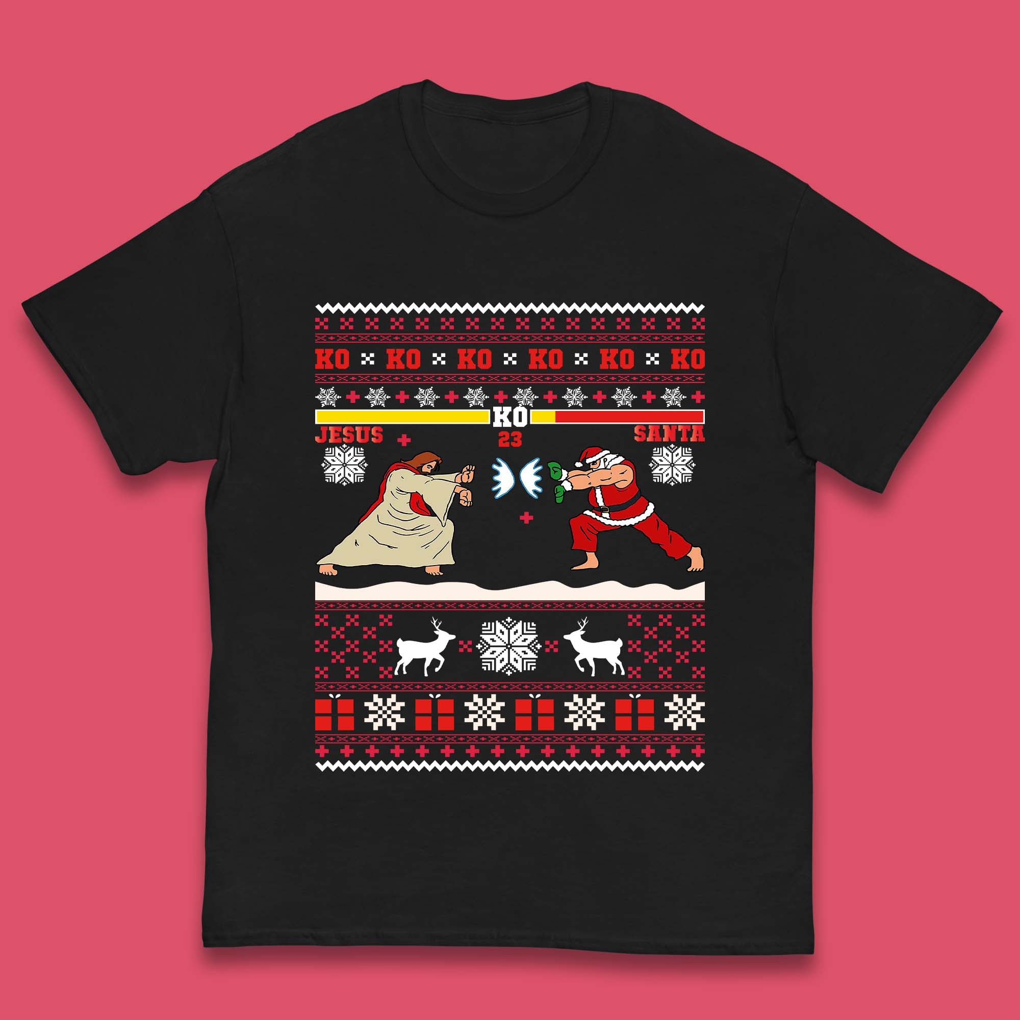 

Jesus Vs Santa KO Christmas Kids T-Shirt 100