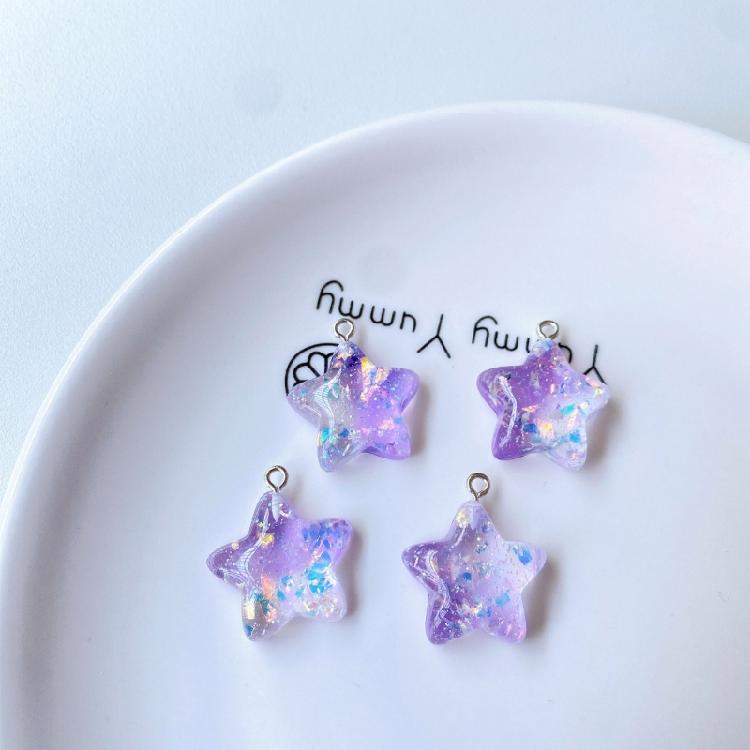 Five-Pointed Star Resin Pendants Tags for DIY Jewelry Making Keychain Crafts