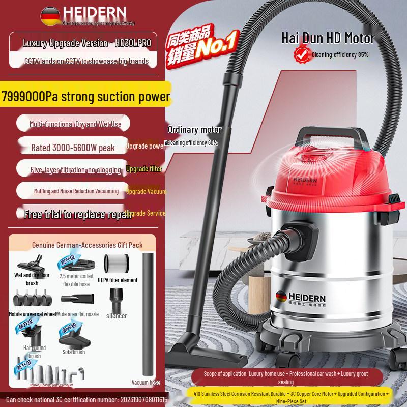 High-Power Industrial & Household Vacuum Cleaner with Strong Suction