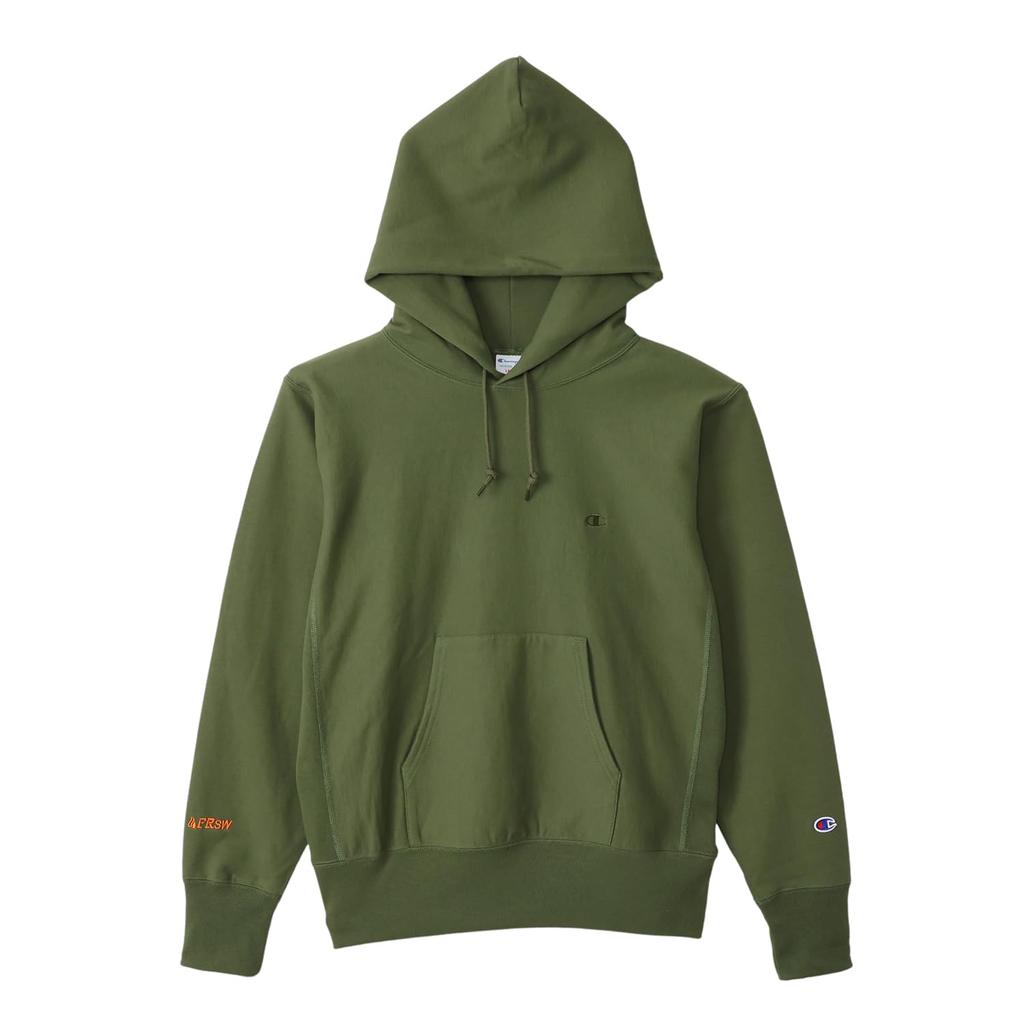 Champion Hooded Long Sleeve with Size Small Men's Reverseweave® Sweatshirt, One-Point Logo, C3-Y116, Olive,