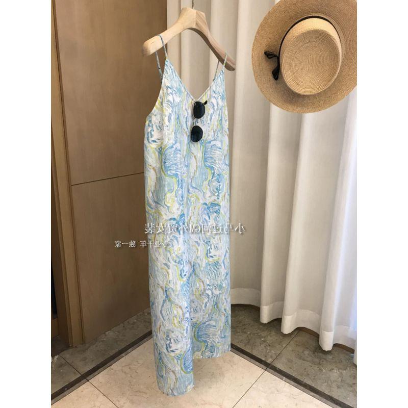 

Абсолютно Прекрасное Чувство Видения Летняя Одежда Юбка с Разрезом Искусство Oil painting Blue S