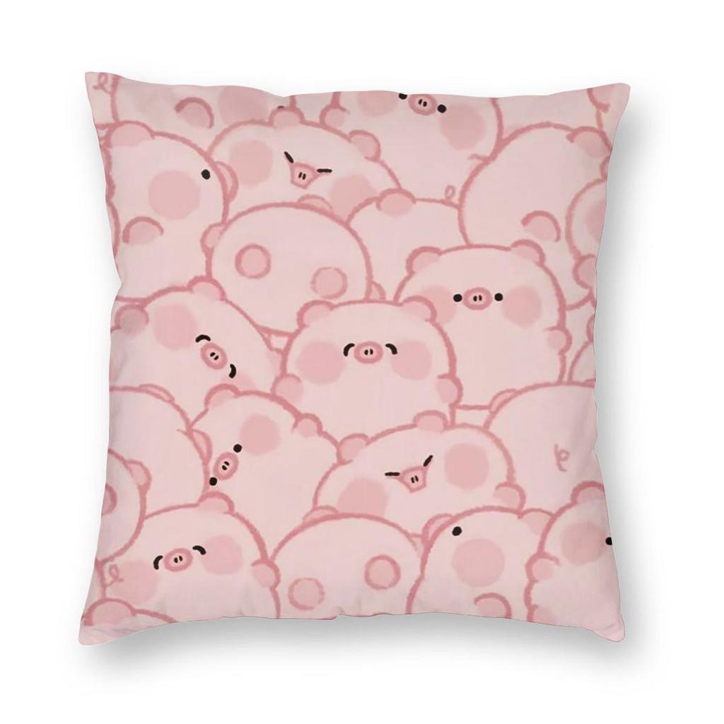 Cute Anime Pink Pig Kwaii Cartoon Square Pillowcase Pillow Cover Cushion Throw Pillow for Home Sofa Living Room