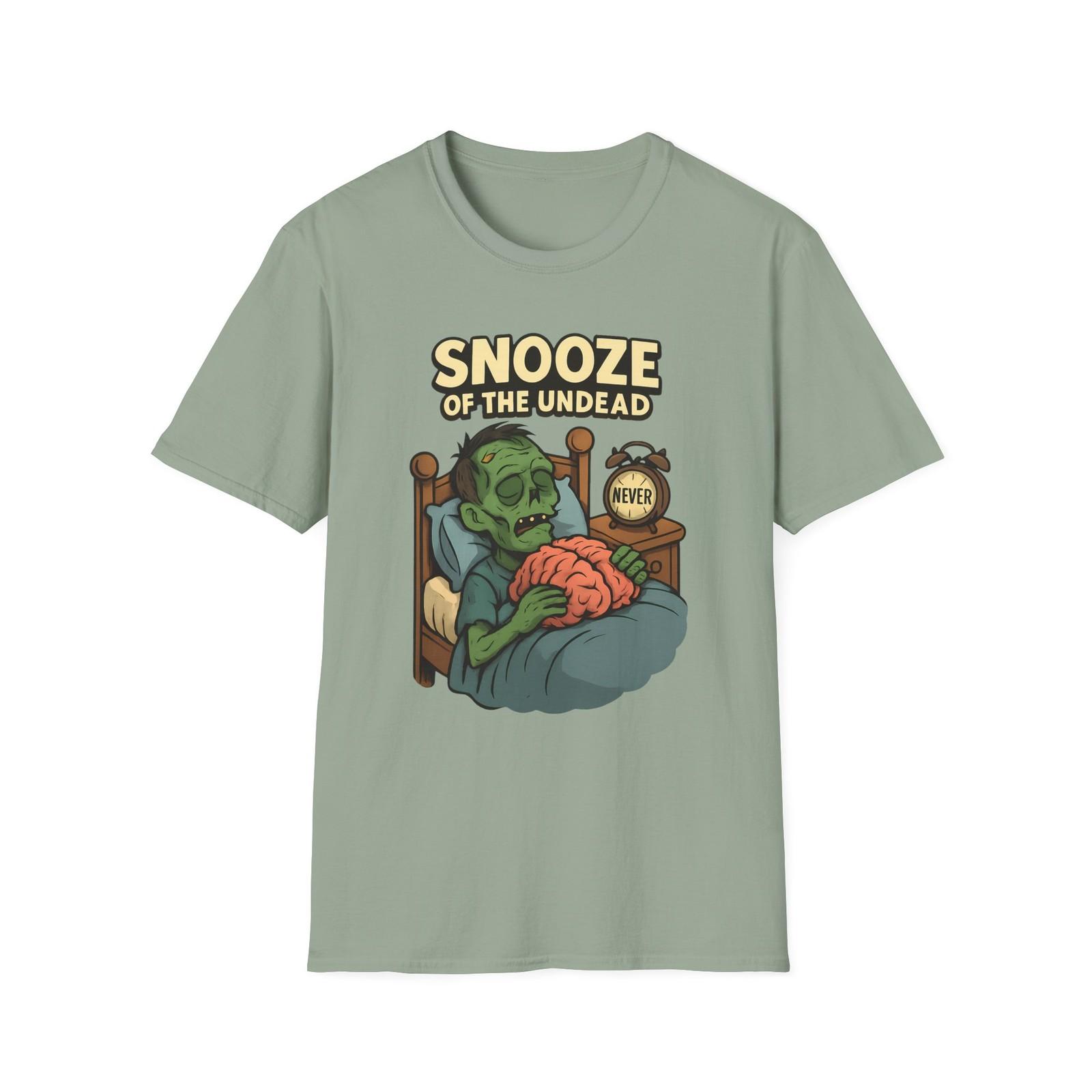 Unisex Softstyle T-Shirt Mens Womens Tees Top Snooze of the Undead Funny Zombie Brain Halloween Sleep S