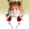 Enchanting Forest Style Antler Headband With Faux Flowers For Christmas Celebrations