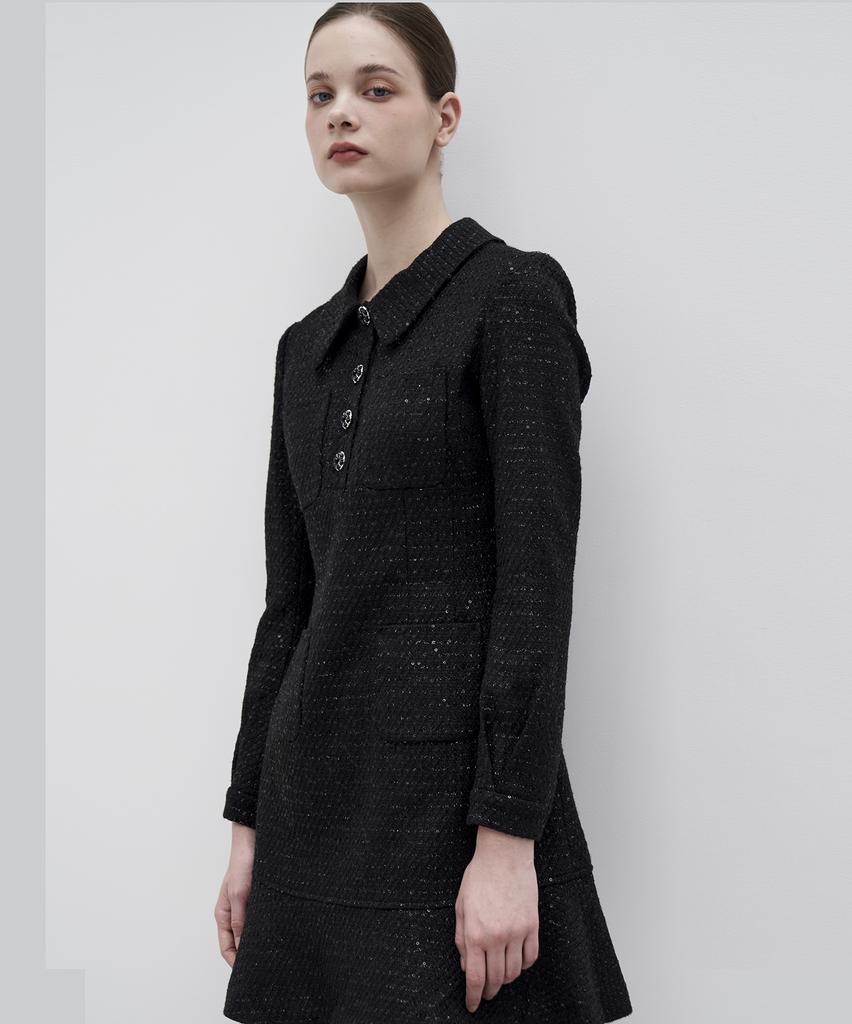 Julie And Kara 23Fw Collar77 Collector Alexander Dress Black