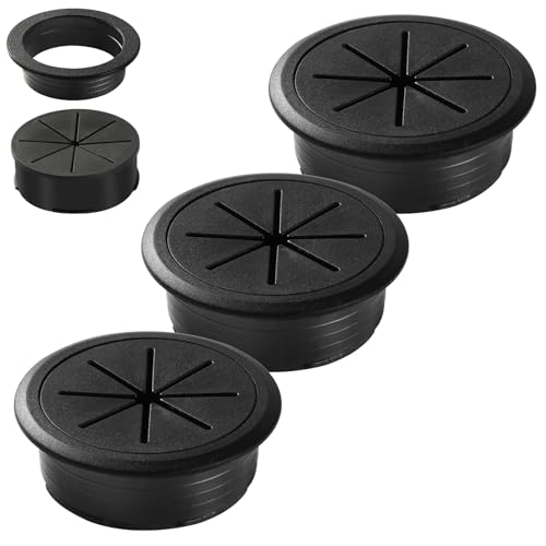 2 Inch 50mm Black Desktop Cable Hole Cover 3 Pcs ABS Plastic Table Threading Hole Cover