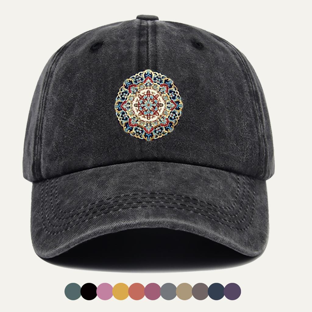 pc Unisexdala Floral Pattern Printed Baseball Cap Vintage Ethnic Style Printed Design Fashionable Trendy Street Cap Unisex Adju