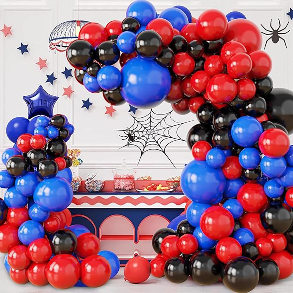 114pcs Black Red Blue Balloons Garland Royal Blue Balloon Halloween Kid Birthday Party Baby Shower Wedding Graduation Decoration