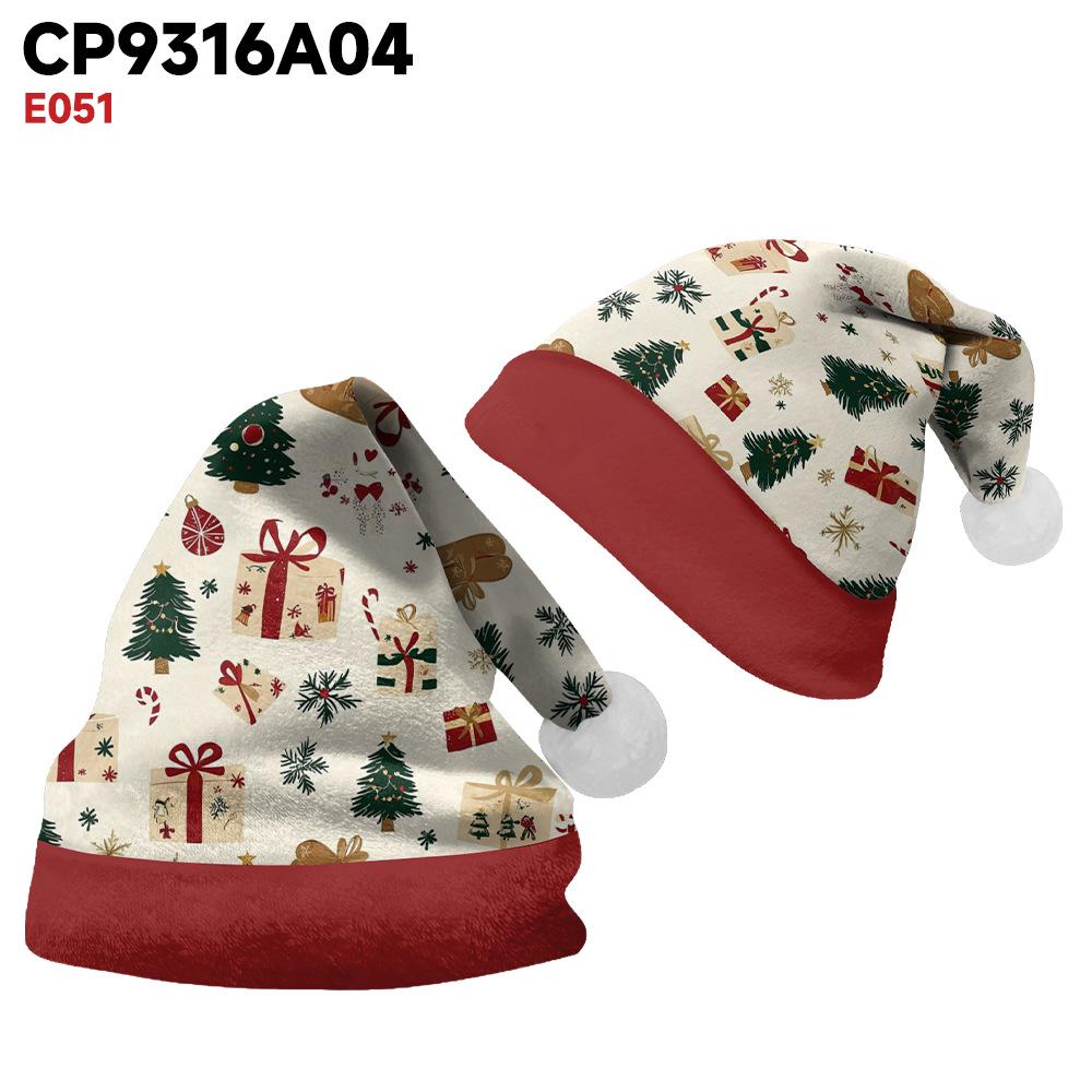 

2024 Christmas Double-Sided Plush Hat with Holiday Print for Adults and Children Medium (40-30cm)