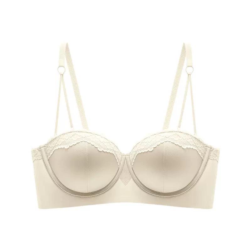 Lace Trim Leopard Print Strapless Push-Up Women's Bust Enhancing Bra Set