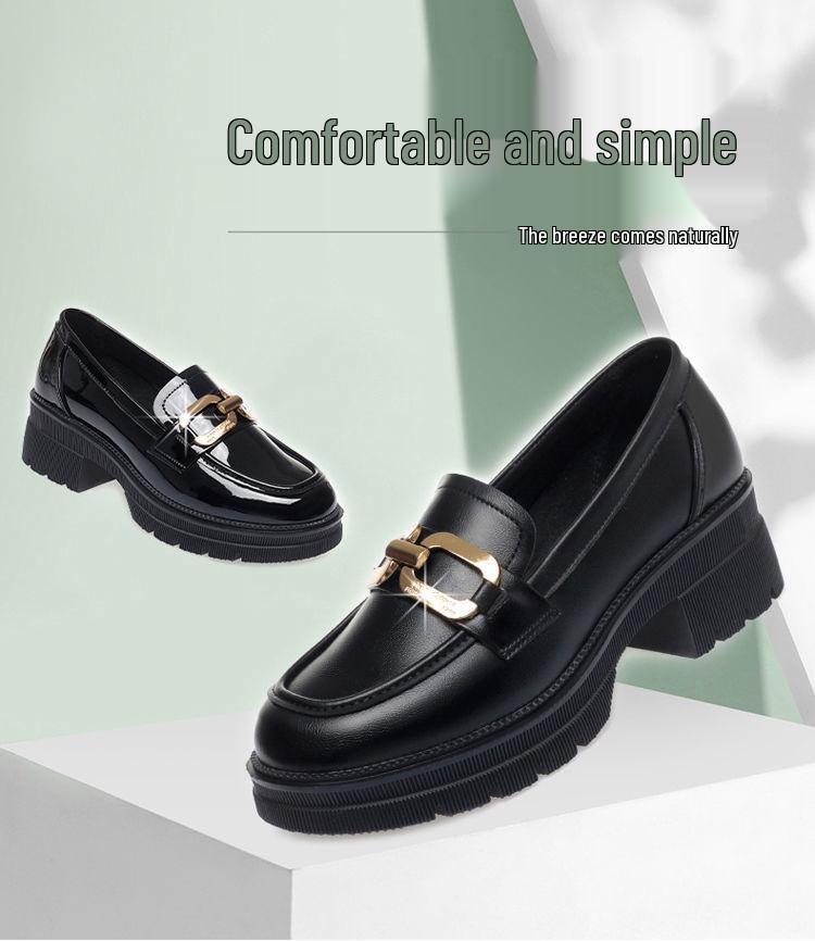 Women's 2024 Spring/Summer Platform Loafers: British-Style, Low-Top, Patent Leather Flats