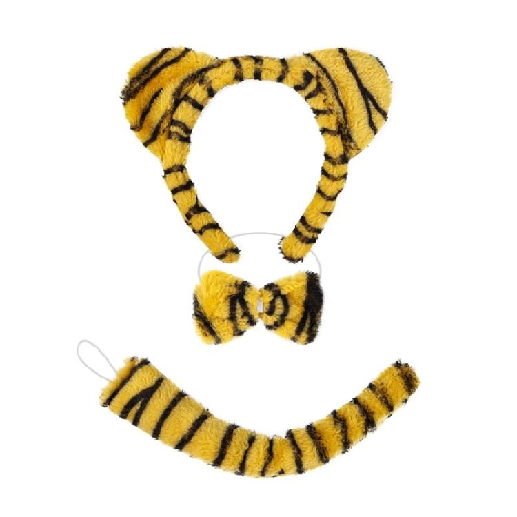 Tigre Ears Headband Bowtie Tail Tigre Costumes Set for Halloween Costumes Cosplay Party Props Kids Animal Dress Up Set
