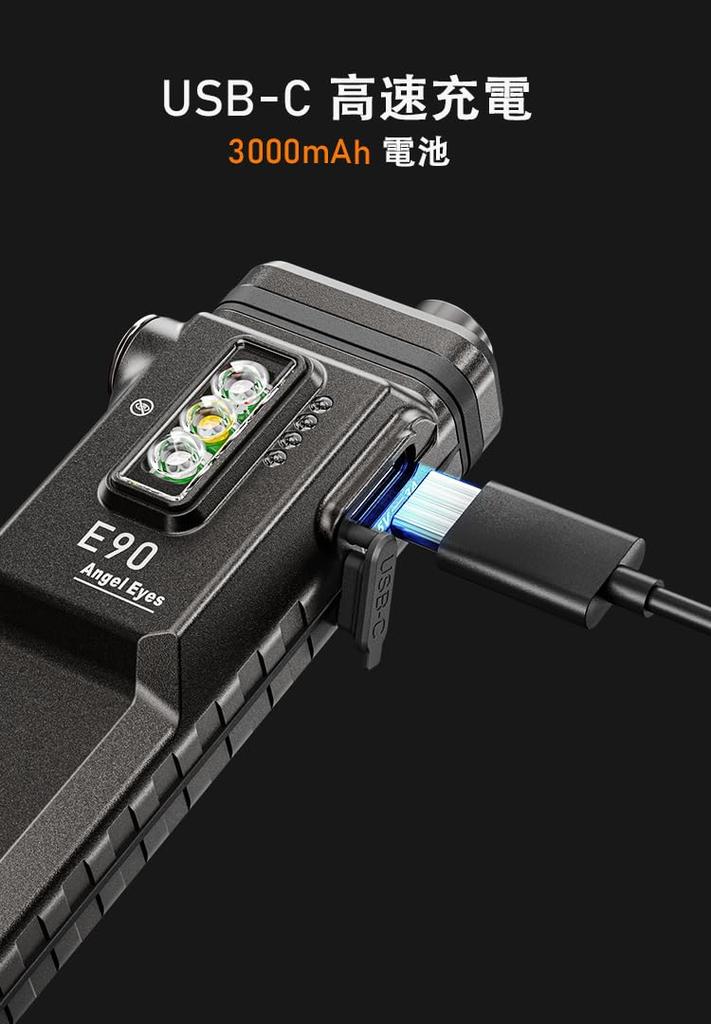 RovyVon E90 Rechargeable EDC 3500 Lumens Flat Flashlight with Proximity Emergency Pocket Light with and Red Light Ideal for Inspections and Outdoor