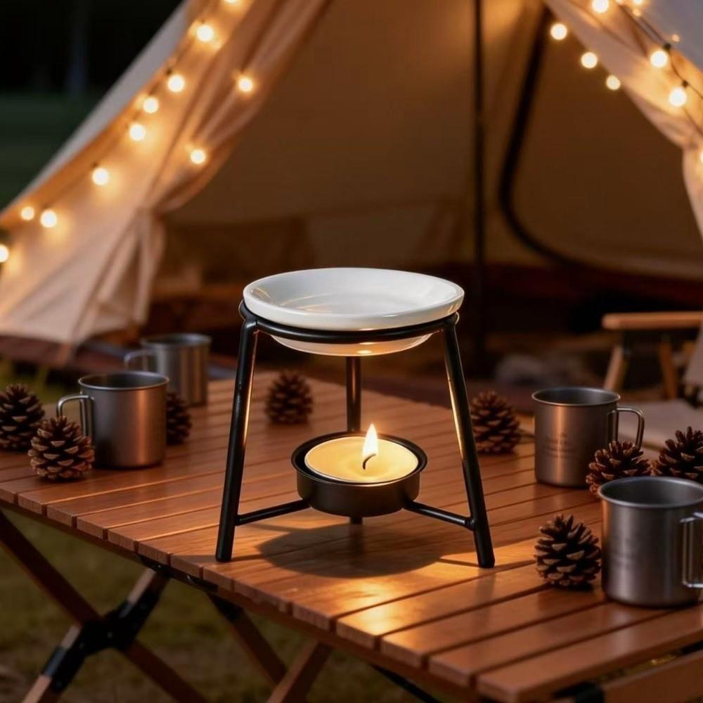 Ceramic Bowl Aromatherapy Stove Iron Base Tealight Holder Aroma Diffuser  Living Room
