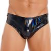 New Men Briefs Patent Leather Shiny Man's Innerwear Low Waist Gay Underwear Male Underpants