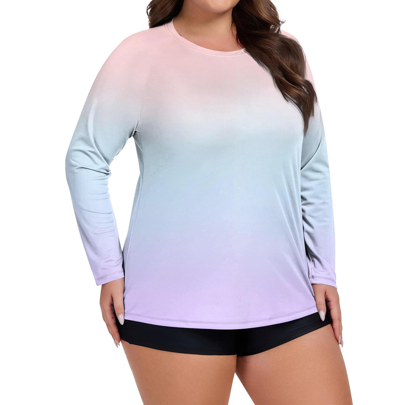 

Женский купальник с принтом, большого размера, с длинным рукавом, солнцезащитная куртка, быстросохнущий топ для хайкинга XXXL