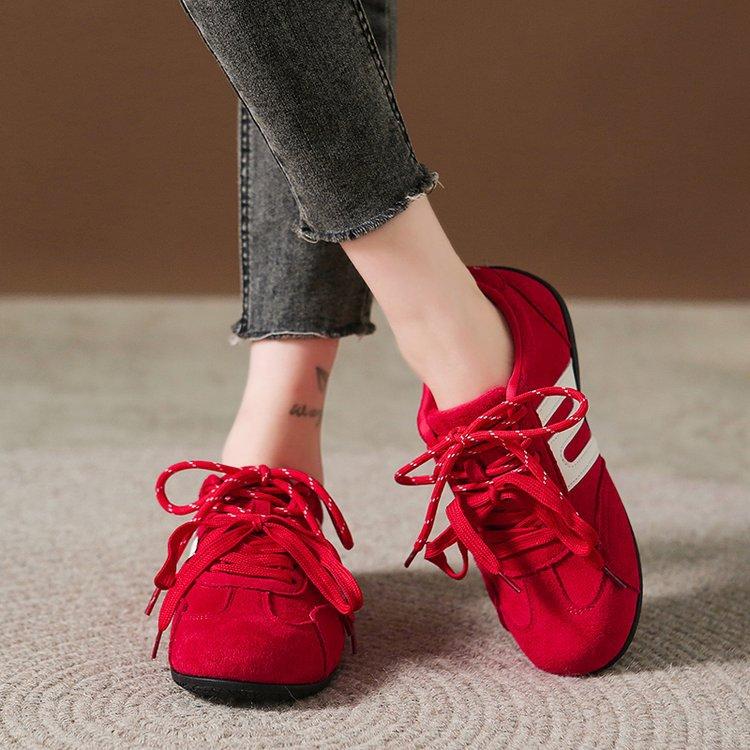 Zhang Linghe same thick-soled track formula racing shoes 2025 new thin-soled red German training shoes women's shoes