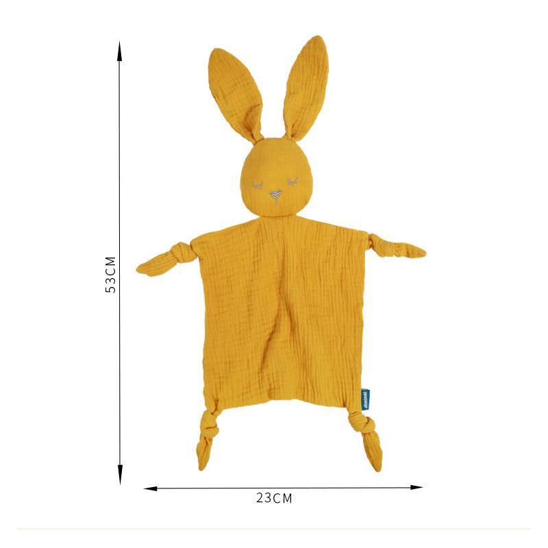 Baby Rabbit Cotton Yarn Soothing Towel With Double Layer Design For Sleep And Teething