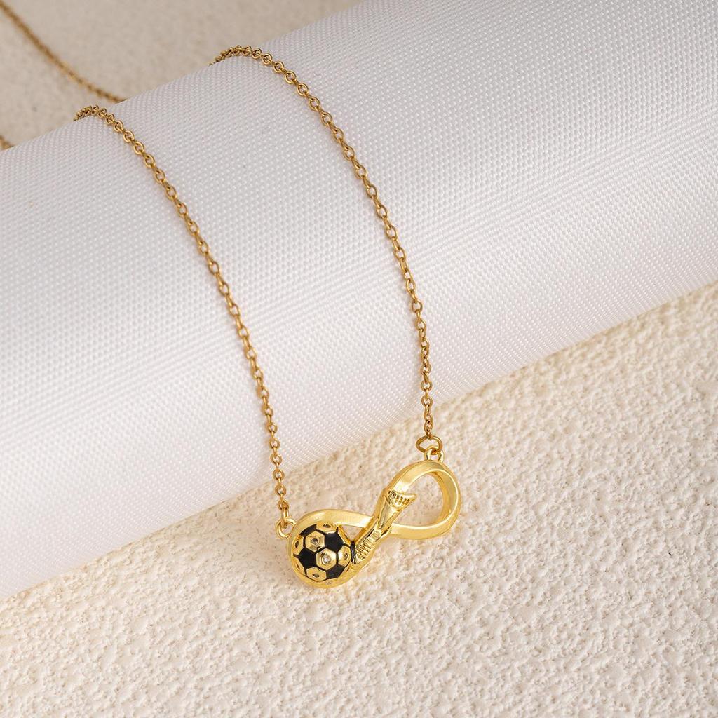 European Cross Soccer Stainless Steel Rotating Necklace for Couples & Students - Casual Light Luxury
