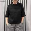 ZANZEA Lässige Bluse mit Rundhalsausschnitt und 3/4-Ärmeln für Damen