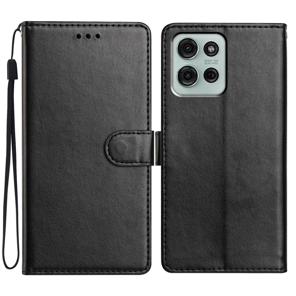 For Motorola Moto G75 5G Leather Case Wallet Stand Phone Cover with Handy Strap