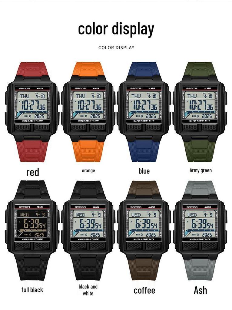 SANDA Youth Sports Luminous Waterproof Multifunction Watch with World Time & Alarm