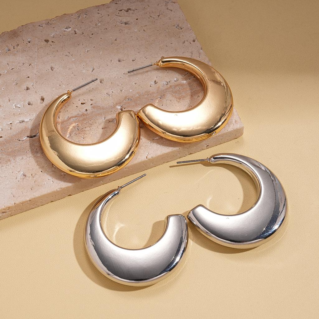 Simple Geometric C-shaped Smooth Steel Needle Stud Earrings Eco-friendly Earrings