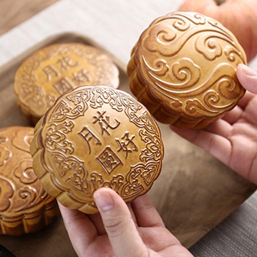 Ceramic Mooncake Shape Tea Jar Round Small Storage Box Tea Storage Container Mid-Autumn Festival