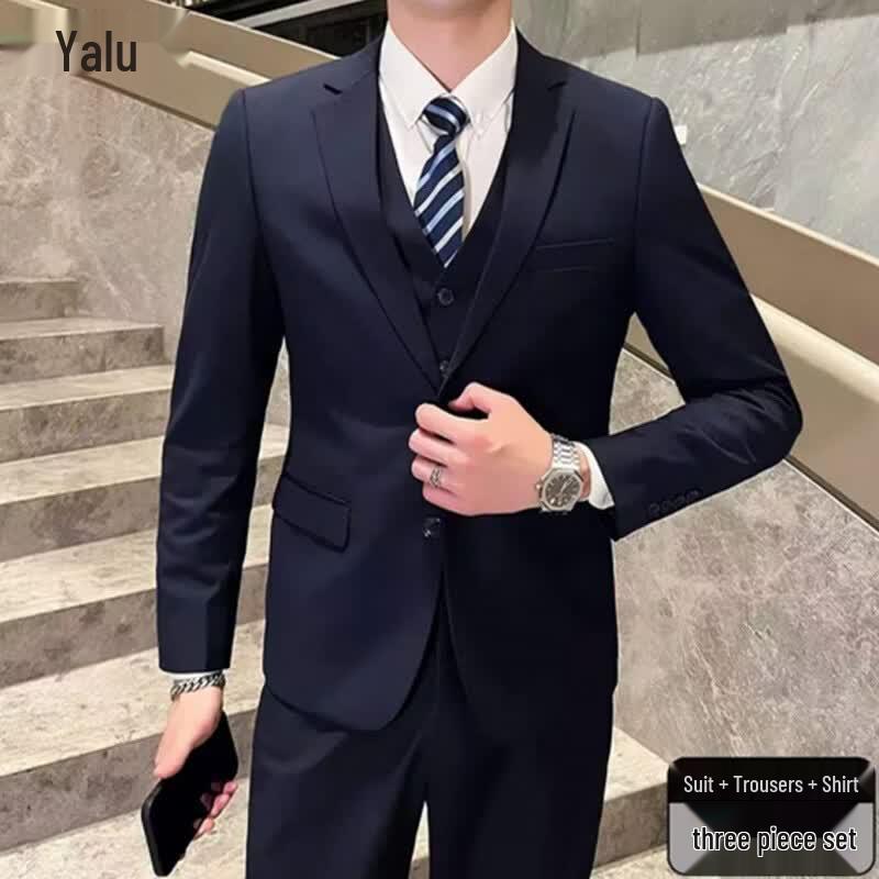 Men s Slim Fit Business Suit Set 38 темно-синий