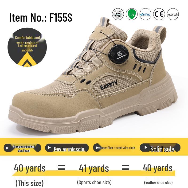 Men's Steel Toe Anti-Puncture Safety Shoes with Smart Button Closure