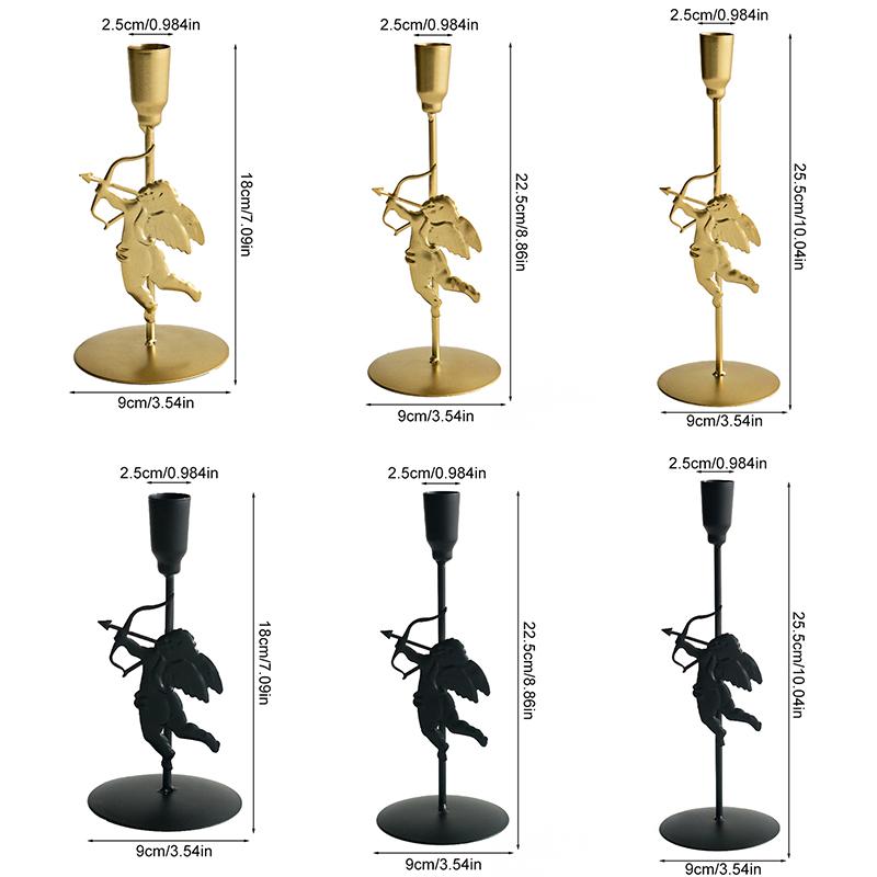1 szt. Wysoki świecznik Geometryczny Pokój Dekoracyjny Rekwizyty Atmosferyczne Żelazny Rękodzieło Domowe Świecznik Kształt Kupidyna Uchwyt na Świecę