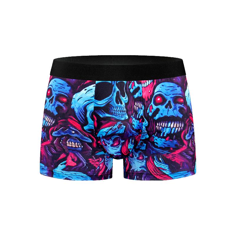 Temu Men's Digital Print Comfortable Breathable Boxer Briefs - European & American Style.