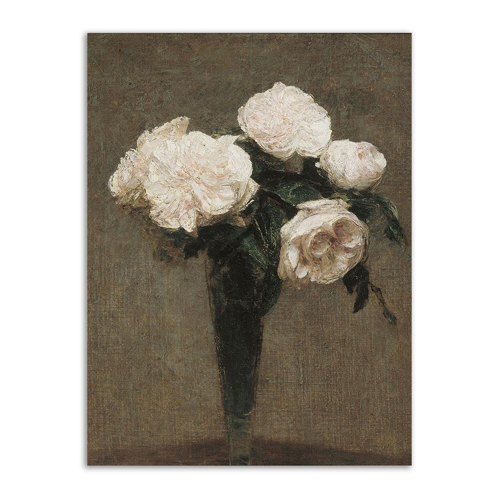 Retro Painting French Flora Vintage Poster and Prints Victorian Still Life Flower Rose Canvas Painting Decoraiton Living Room