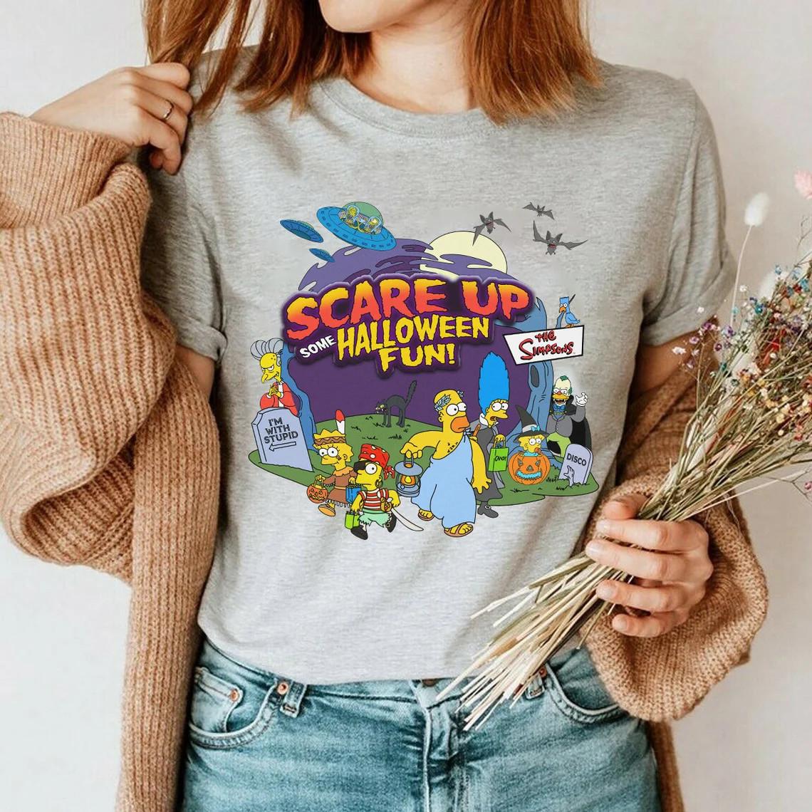 Simpsons  Scare Up Some Halloween Fun  T-shirt Unisex Tee Size S-4XL Unisex T-Shirt XXL