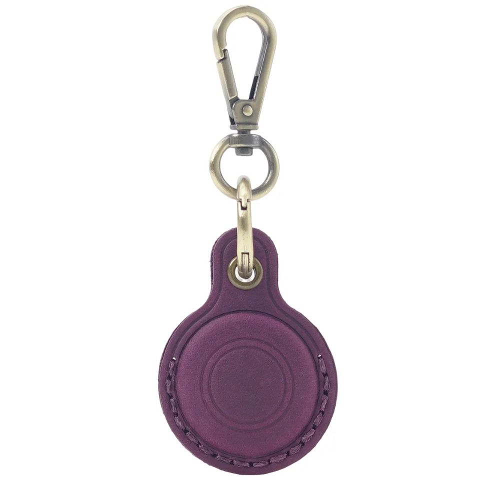 Retro Leather Leather Protective Case Protector KeyRing Keychain Locator Cover for Apple AirTag