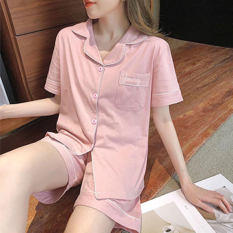 Pajamas Women's Summer Cow Crayon Small New Short-sleeved Shorts Cartoon Cute High-value Casual Style Loungewear Set