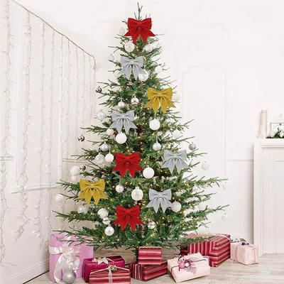 5 Stück/Set Funkelnde Weihnachts-Schleifen-Dekoration Weihnachten Baum Anhänger Ornamente Haus Weihnachten Neujahr Party DIY Schleifen Dekorationen