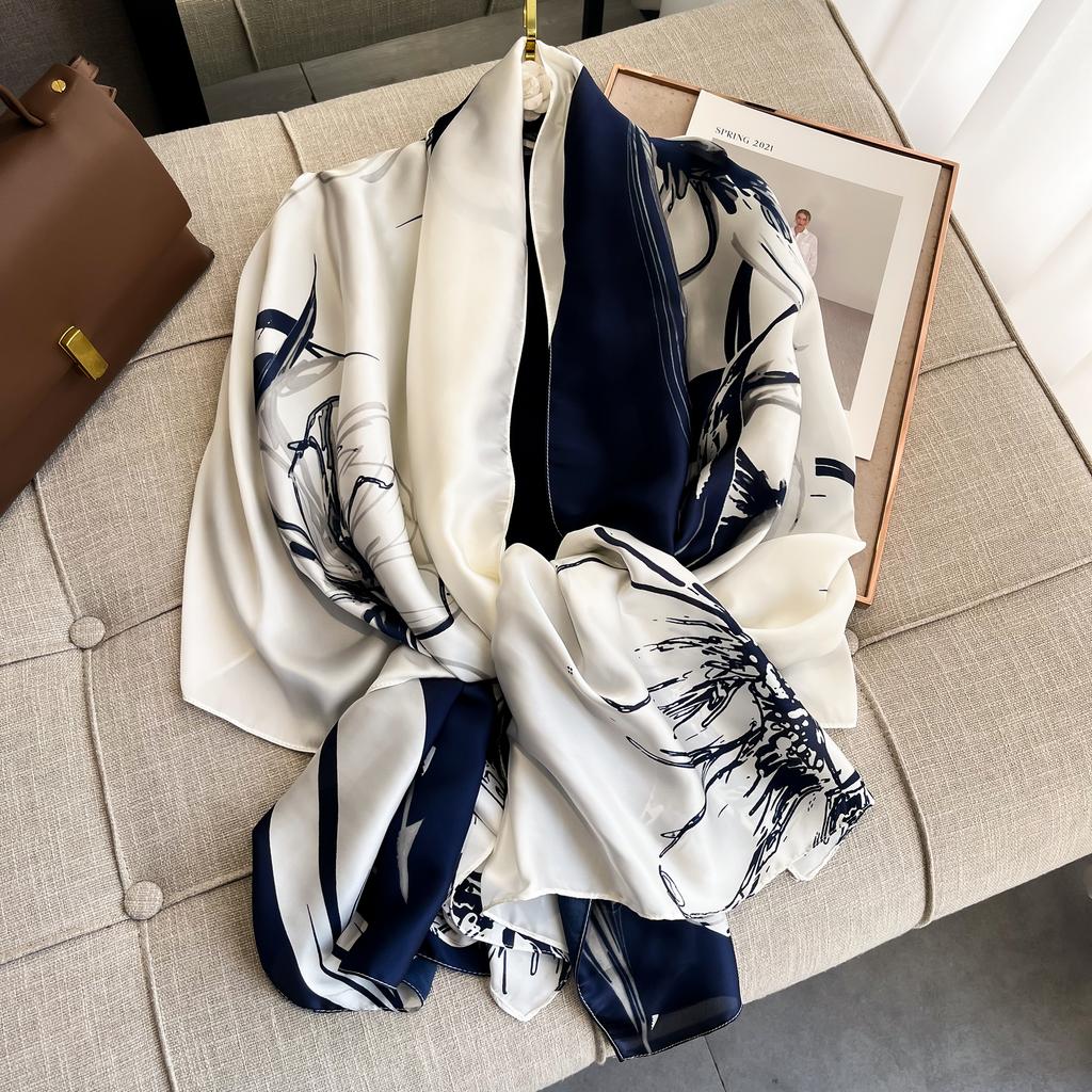 New Spring Scarf Women's Luxury Design Scarf Silk Smooth Scarf Soft Muslim Headband Shawl Beach 90x180cm