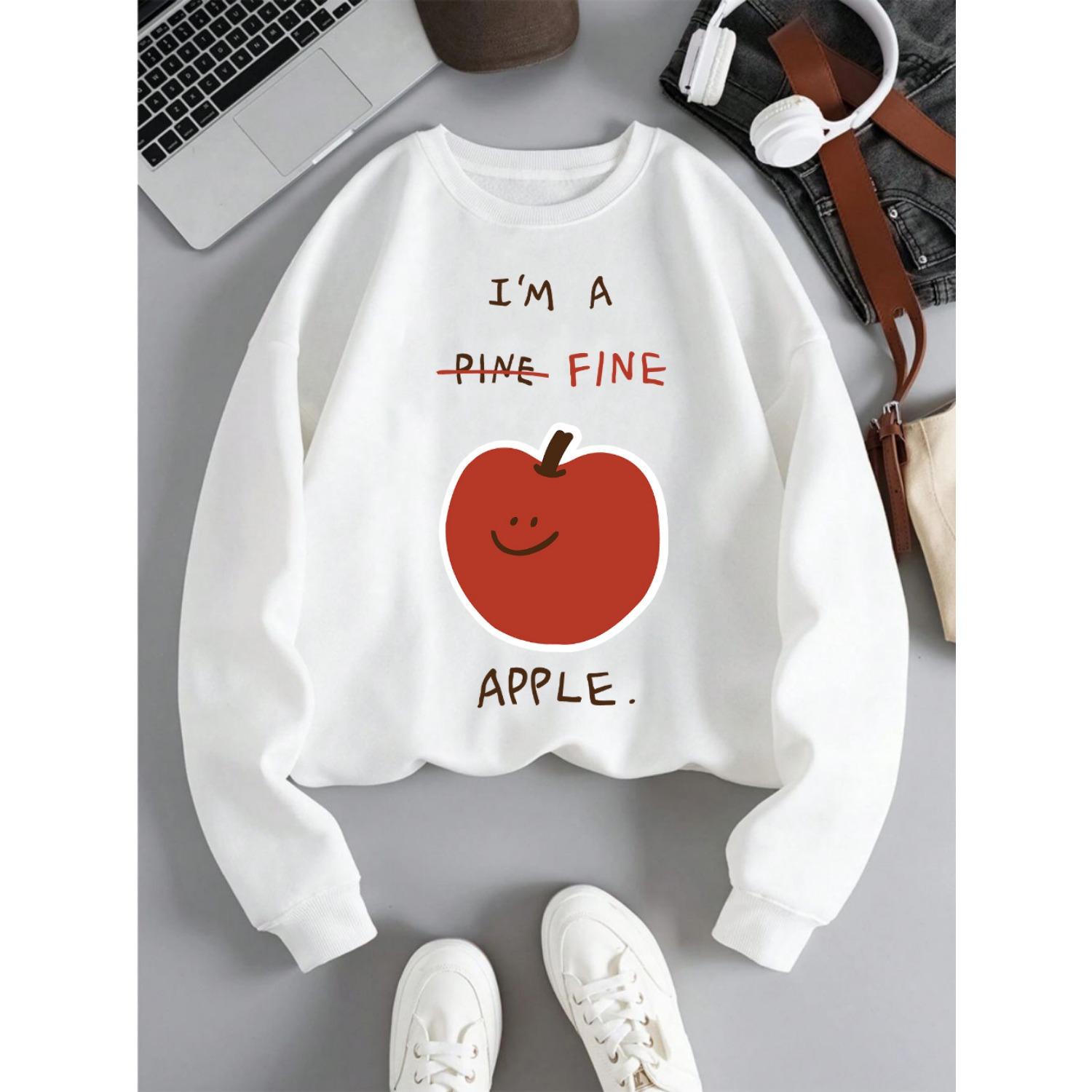 

Тонкие свитшоты с принтом яблок, парные, свободные, оверсайз, уличная одежда, с круглым вырезом, флисовый спортивный костюм, универсальные, Y2K, женская одежда XL