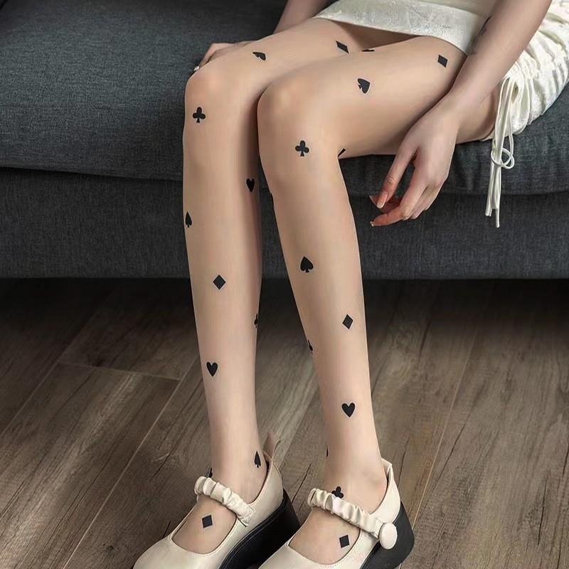

New Spring Summer Thin Style Unique Niche Black Peach QUEEN Skin Color Base Pantyhose Stockings One Size