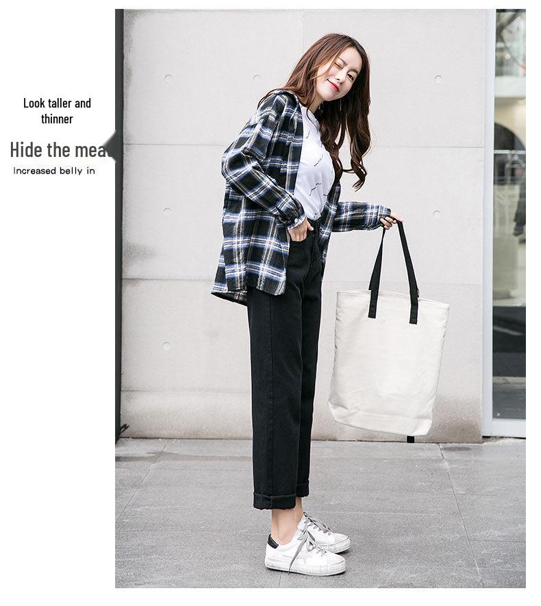 2021 Korean-Style High-Waisted Cropped Straight-Leg Jeans: Slimming, Versatile, Loose, Casual Wide-Leg Pants for Women