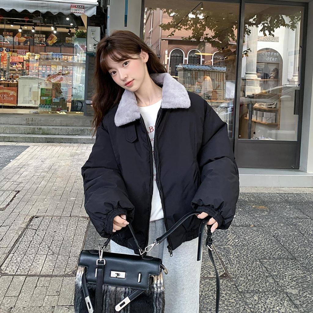 Autumn Winter Thicken Warm Parka Women Casual Sweety Solid Color Big Pocket Loose Jackets Outwear