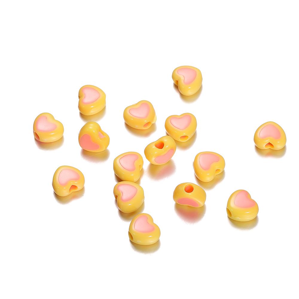 50/100pcs 6.5*8mm Acrylic Flat Love Heart Shape Loose Spacer Beads for Jewelry Making DIY Bracelet Necklace Accessories