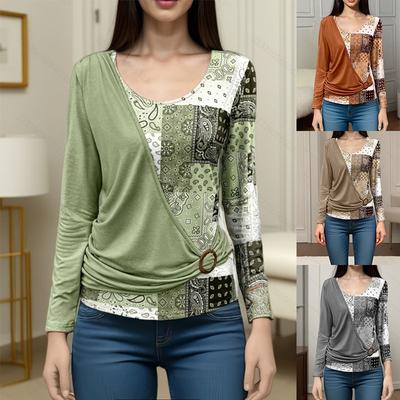 Women's Fashion Casual Spring Autumn Long Sleeve O-Neck Blouses & Shirts