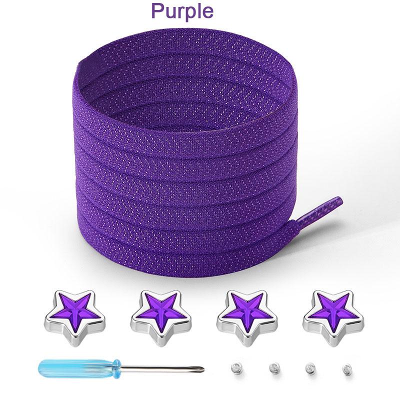 Star Diamond No Tie Shoelaces Colorful Rhinestone Metal Buckle Shoe Laces Flat Elastic Shoelace Kids Adult Sport Cute Shoestring