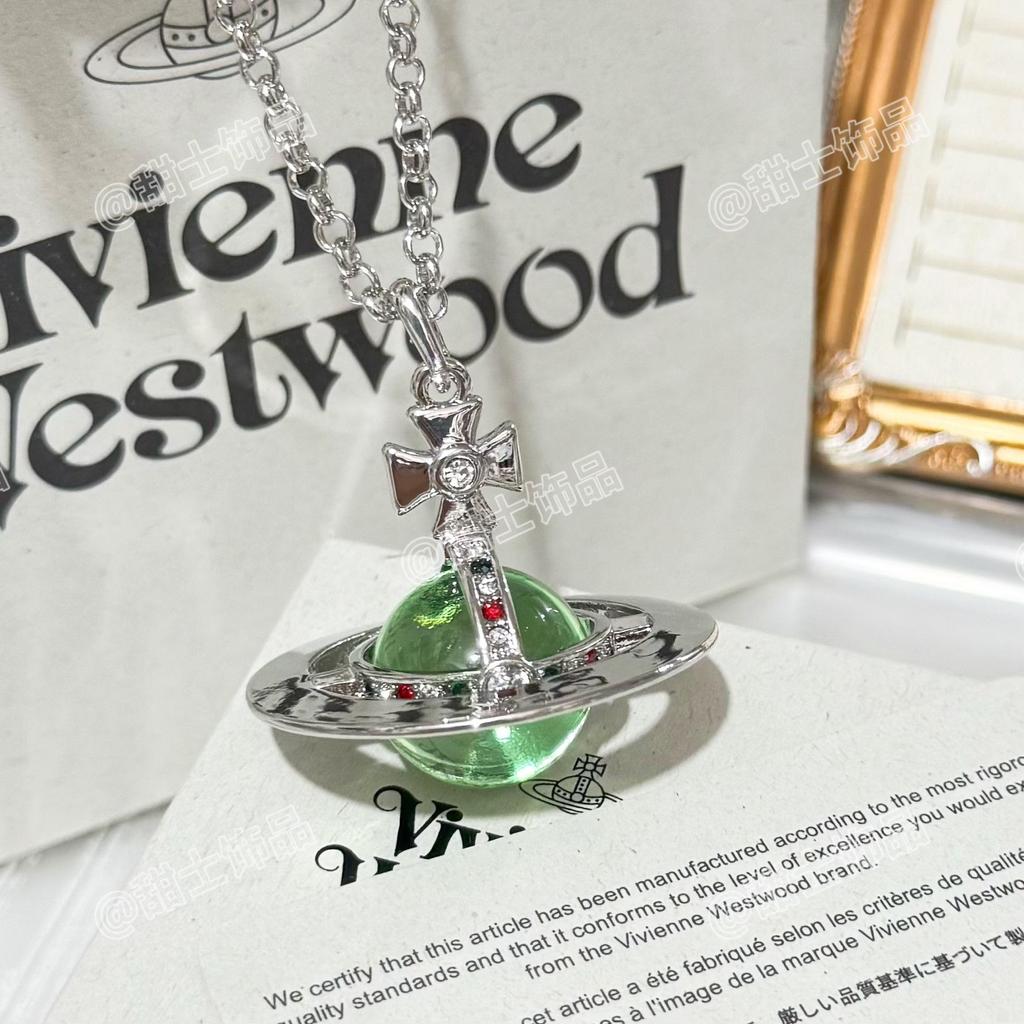 Vivienne Glacier Blue ORB Necklace - Women's European & American Style 3D Planet Saturn Pendant